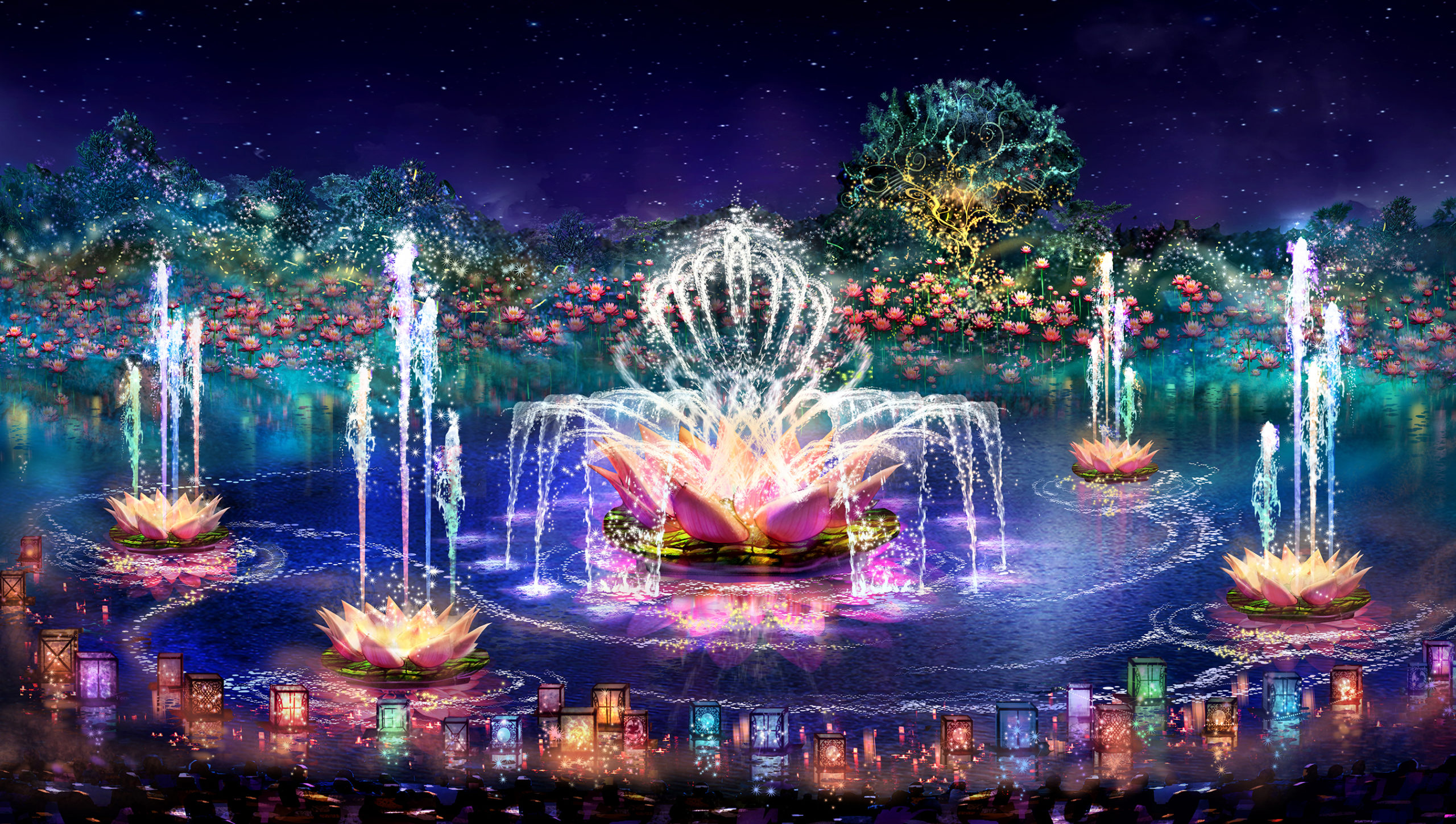 Animais do show Rivers of Light aparecem para testes