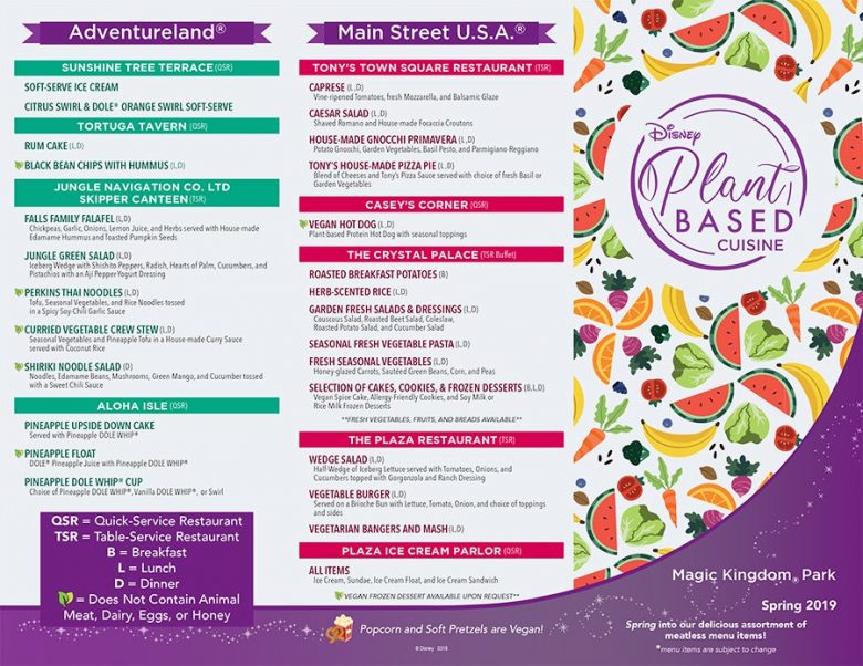 Novo informativo de comidas veganas e vegetarianas na Disney