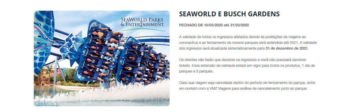 reembolso de ingressos Sea World