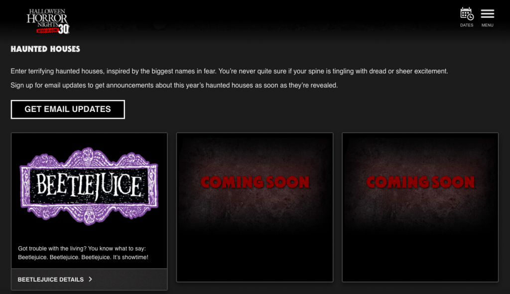 datas halloween universal 2021