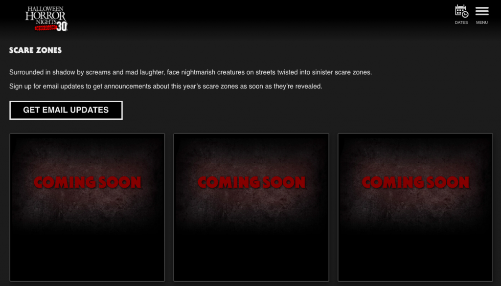 datas halloween universal 2021