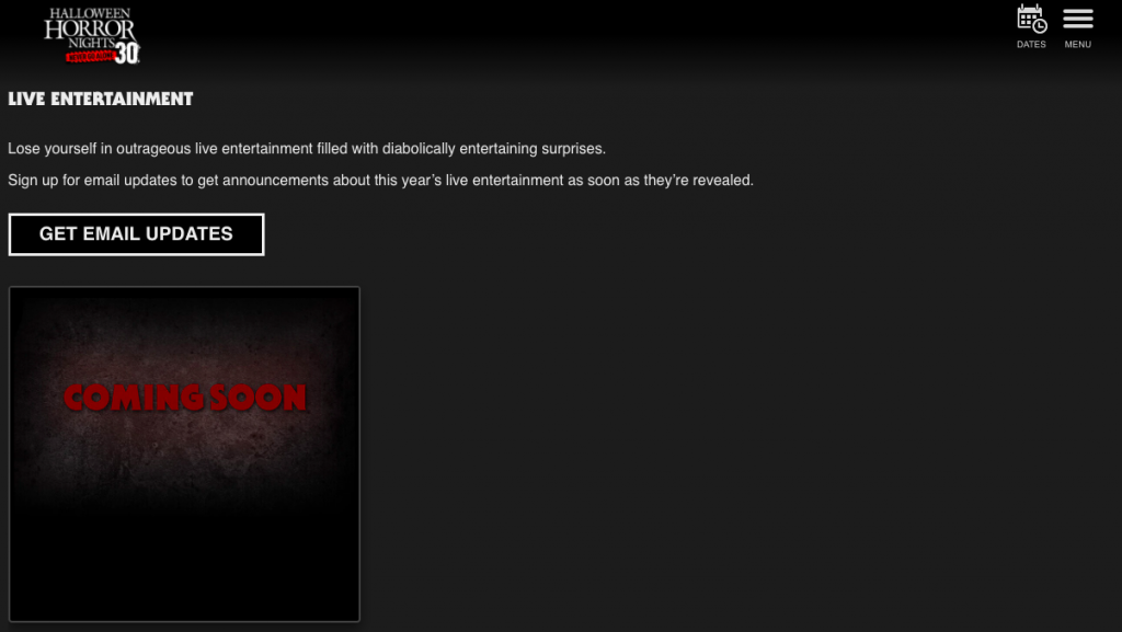 datas halloween universal 2021