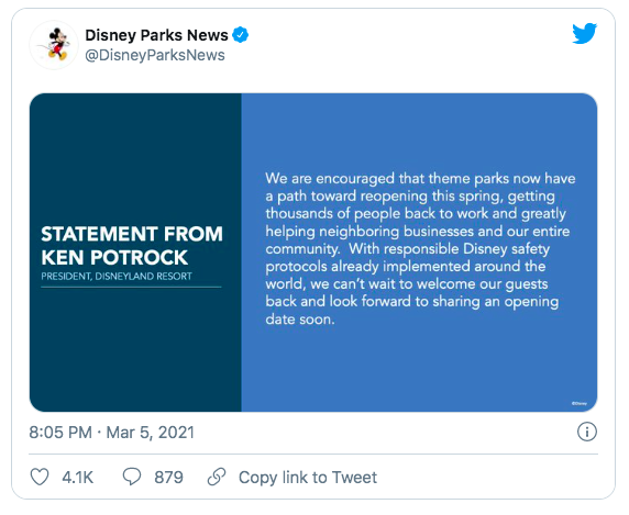 data reabertura disney california