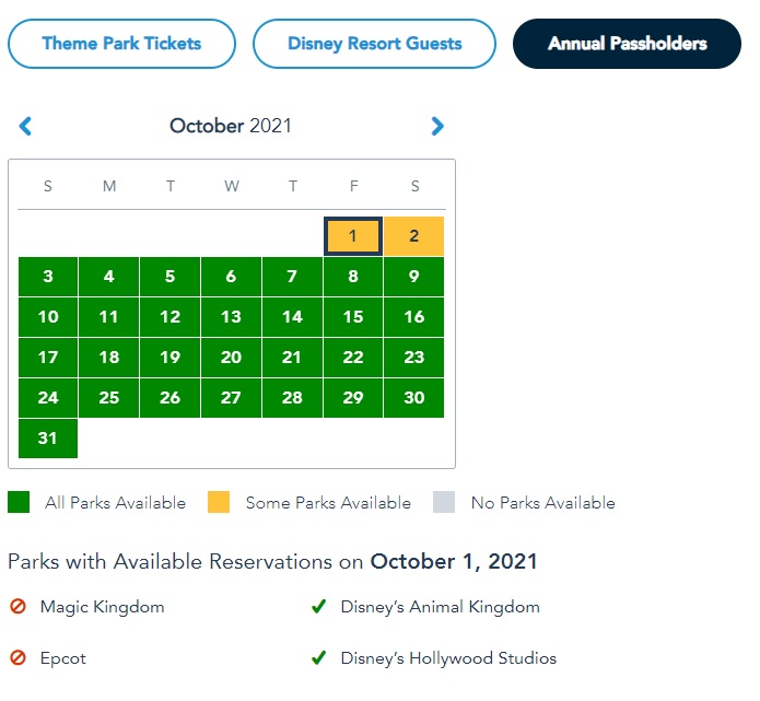 Vagas para o Epcot em 01/10/2021 se esgotam para Passholders