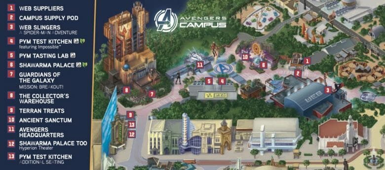 avengers campus mapa