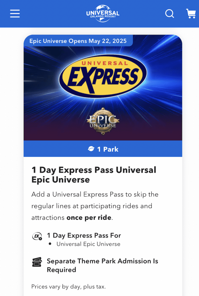 epic universe express pass