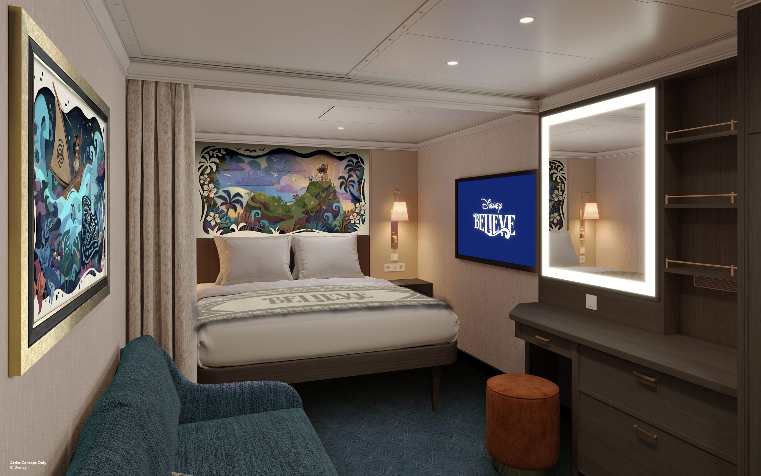 inside stateroom disney believe