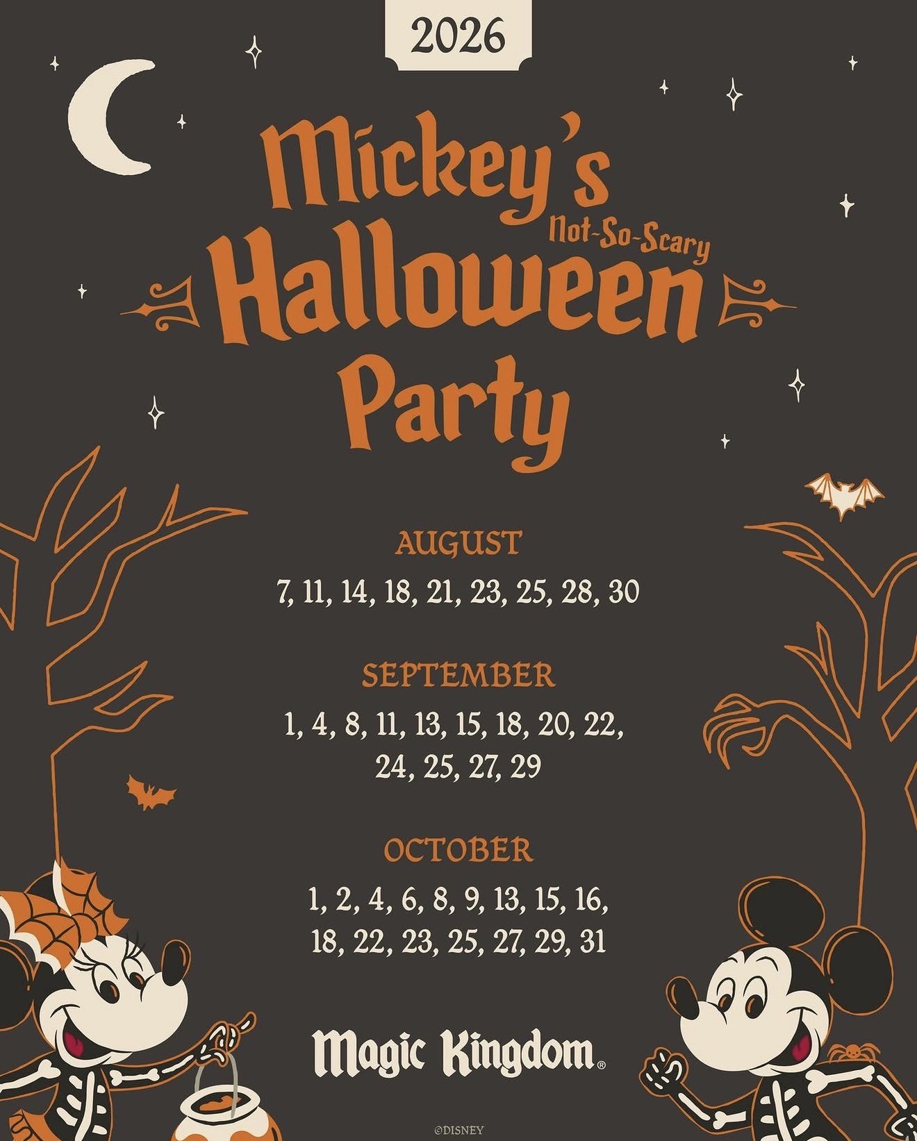 datas halloween disney 2026